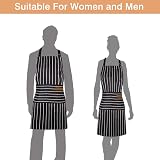 OWill Adjustable Unisex Apron with Pocket for Cooking & BBQ - Black Strips view 5