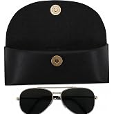 TheAntiq Leather Sunglasses Case Genuine Eyeglass Holder Reading Glasses Protector Vintage Eyewear Storage for Men and Women