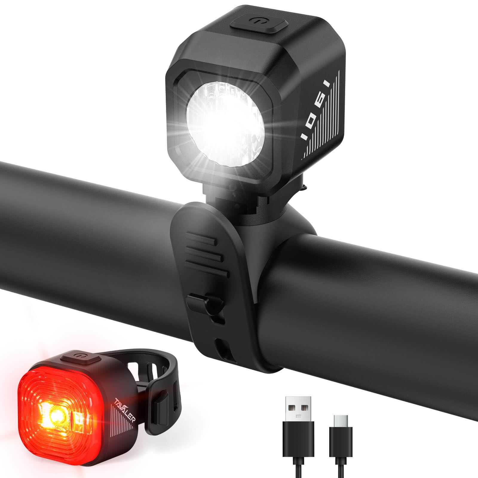 Tavaler Fahrradlicht Set USB Aufladbar | StVZO Zugelassen Fahrradbeleuchtung Set | IPX5 Wasserdicht Fahradlichterset LED | Fahrrad Licht Vorne | Fahrradlicht Hinten & Rücklicht Fahrrad