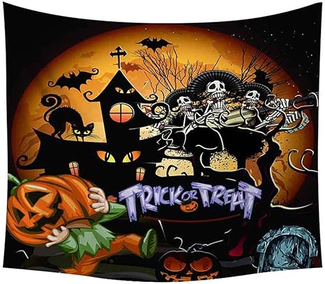 Amazon Co Jp A69q壁掛けタペストリー ハロウィンタペストリー ハロウィン飾り物 撮影背景 インテリア 壁飾り かぼちゃ 骷髅 ホームデコレーション 祝い装飾布 プレゼント おしゃれ 150 0cm ハロウィーン Ktv バー 喫茶店 コーヒーショップ ホーム オフィスに