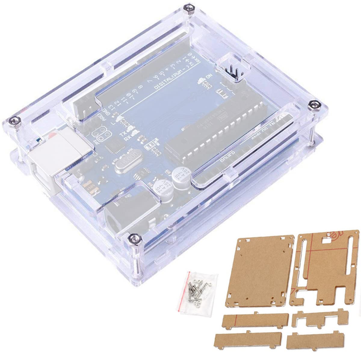 DAOKAI Uno R3 Case Enclosure New Transparent Gloss Computer Box Acrylic Transparent Protective Box for Arduino UNO R3