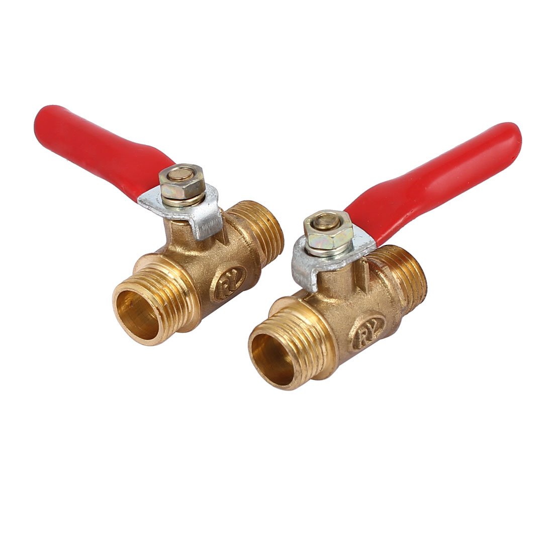 Sourcingmap 1/4BSP Male Thread Brass 180 Degree Lever Handle Ball Valve Pipe Connectors 2pcs