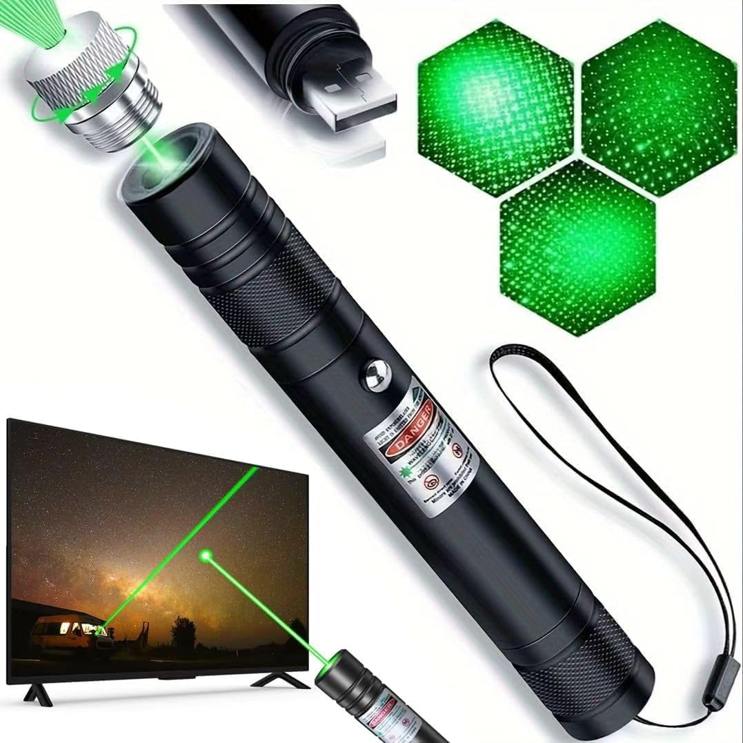Photo 1 of Damflew Green Laser Pointer High Power - Long Range Rechargeable Laser Beam, USB Charging for Hiking, Presentations & Outdoor Use (Professional-Grade Green Light)