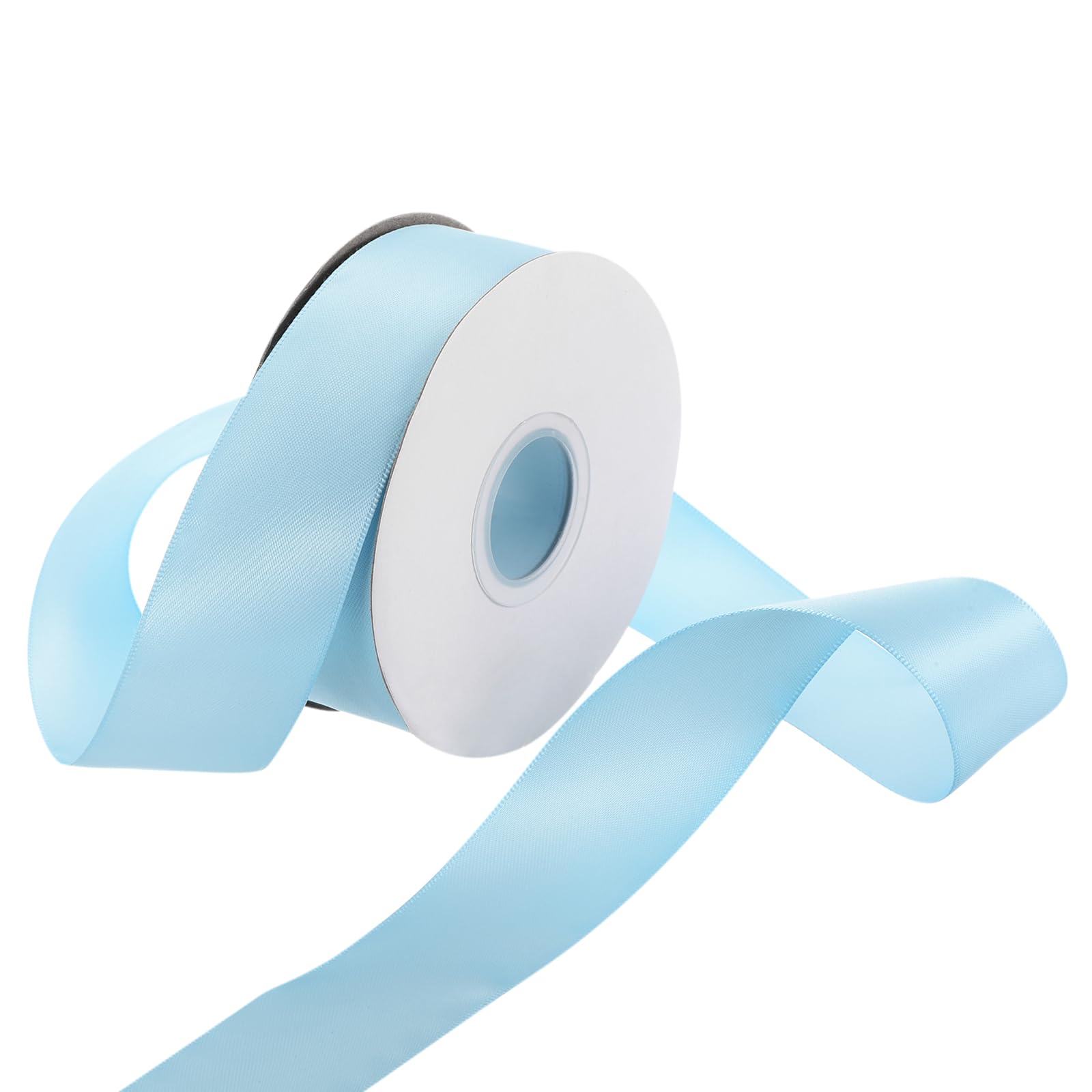 Rebower 38mm Satin Ribbon 23m Thick Double Face Grosgrain Silk Ribbon, [for Gift Wrapping, Hair Bows, Wedding, Cake, Flower] - 25 Yard/75ft/Light Blue