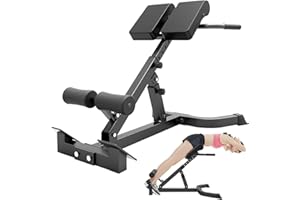 GENERIC Foldable Roman Chair Back Extender Angle & Height Double Adjustable Hyperextension Bench Back Extension Holds 330 Lbs Roman Chair Exercise Equipment for Home Gym Backs Exercise Machine Black