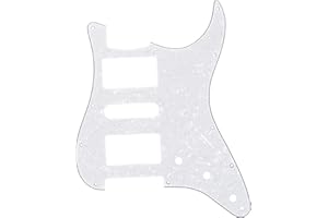 Musiclily Pro 11 Hole HSH Guitar Strat Pickguard Humbucker for Fender American/Mexican Standard Stratocaster Modern Style, 4Ply White Pearl