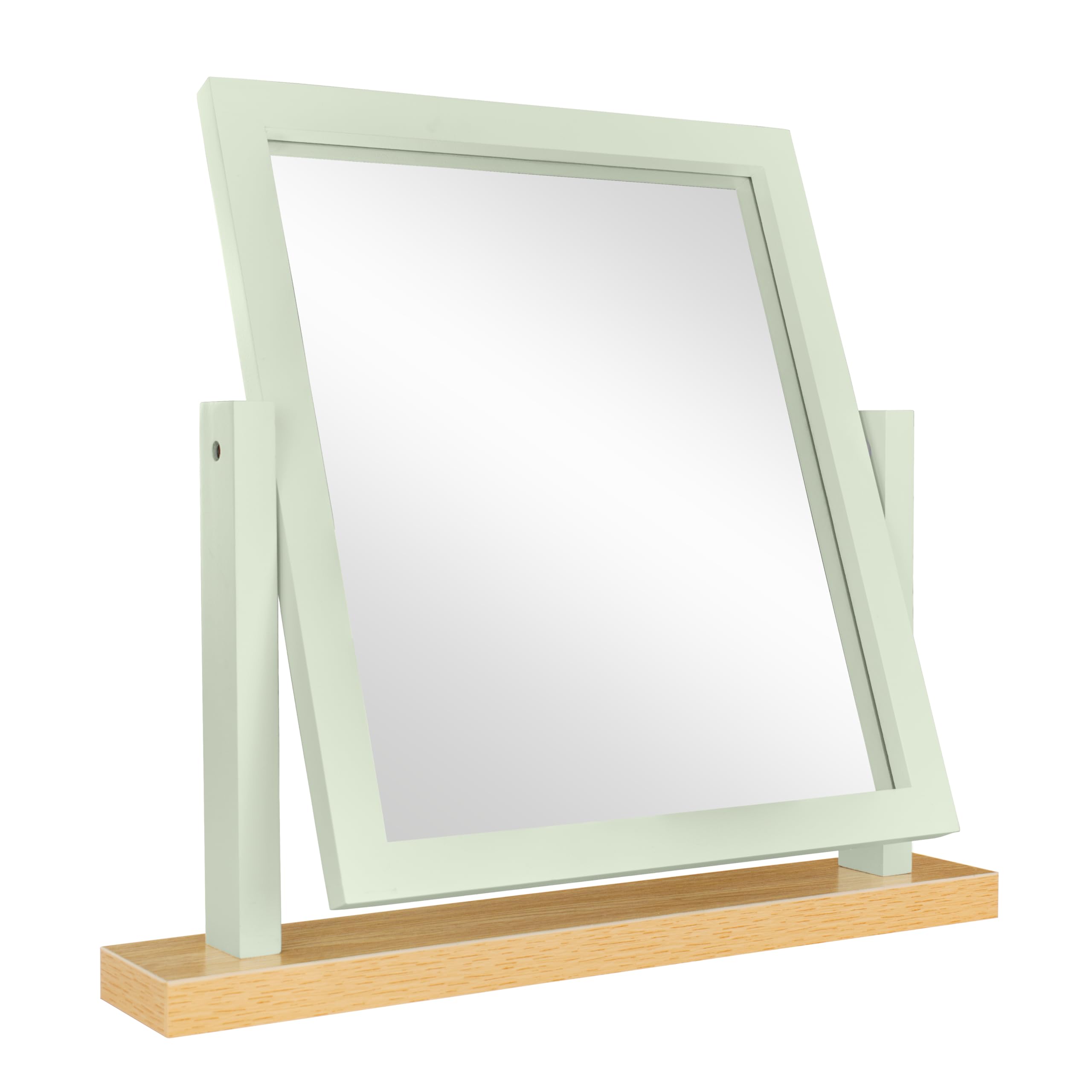 Home Selections Rectangle Wood Dressing Table Mirror, Sage Green Oak, 44x44cm, Two Tone Freestanding Tabletop Mirror