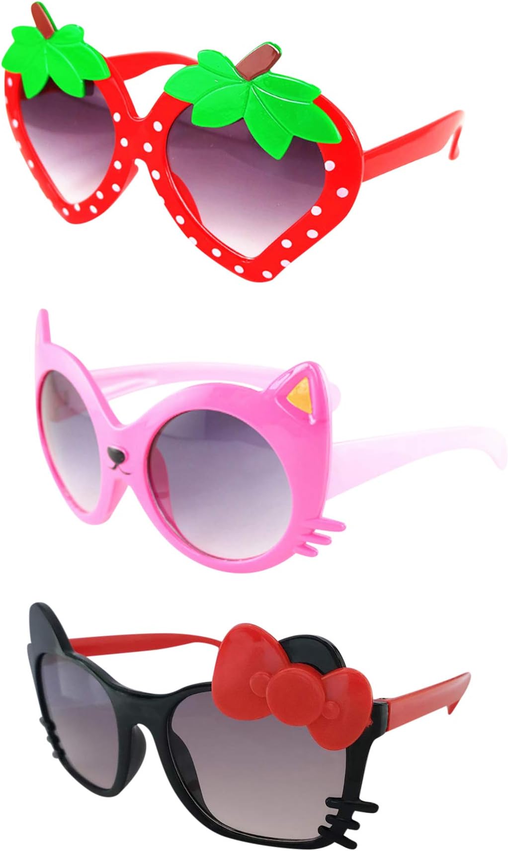 Kids Cat Strawberry Shaped Sunglasses for Toddler Girls Age 3-10