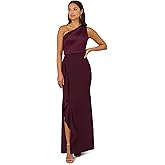 Adrianna Papell Womens One Shoulder Satin Crepe Gown