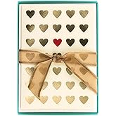 Graphique Lots of Love La Petite Presse Boxed Notecards - 10 Embossed and Embellished Gold Foil Heart Blank Cards with Matching Envelopes, 3.25 x 4.75" (L1315CB)