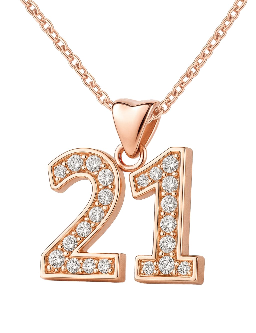 Charmbar 21st Necklace Pendant & Chain Rose Gold Elegantly plated over 925 Sterling Silver and decorated with Sparkling Clear Crystals 21 Birthday Women Her Girls - Gift box