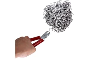 HARDK Hog Ring Pliers Set Angled, 500 pcs Galvanized Hog Rings Set- Professional Upholstery Installation Kit