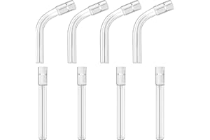 COITEK 8 Pack Glass Tube Stem Set, 110mm 4PCS Straight & 4PCS Curved Industrial Clear Glass Tubing, Air Drying Tube Laboratory, Daily Use