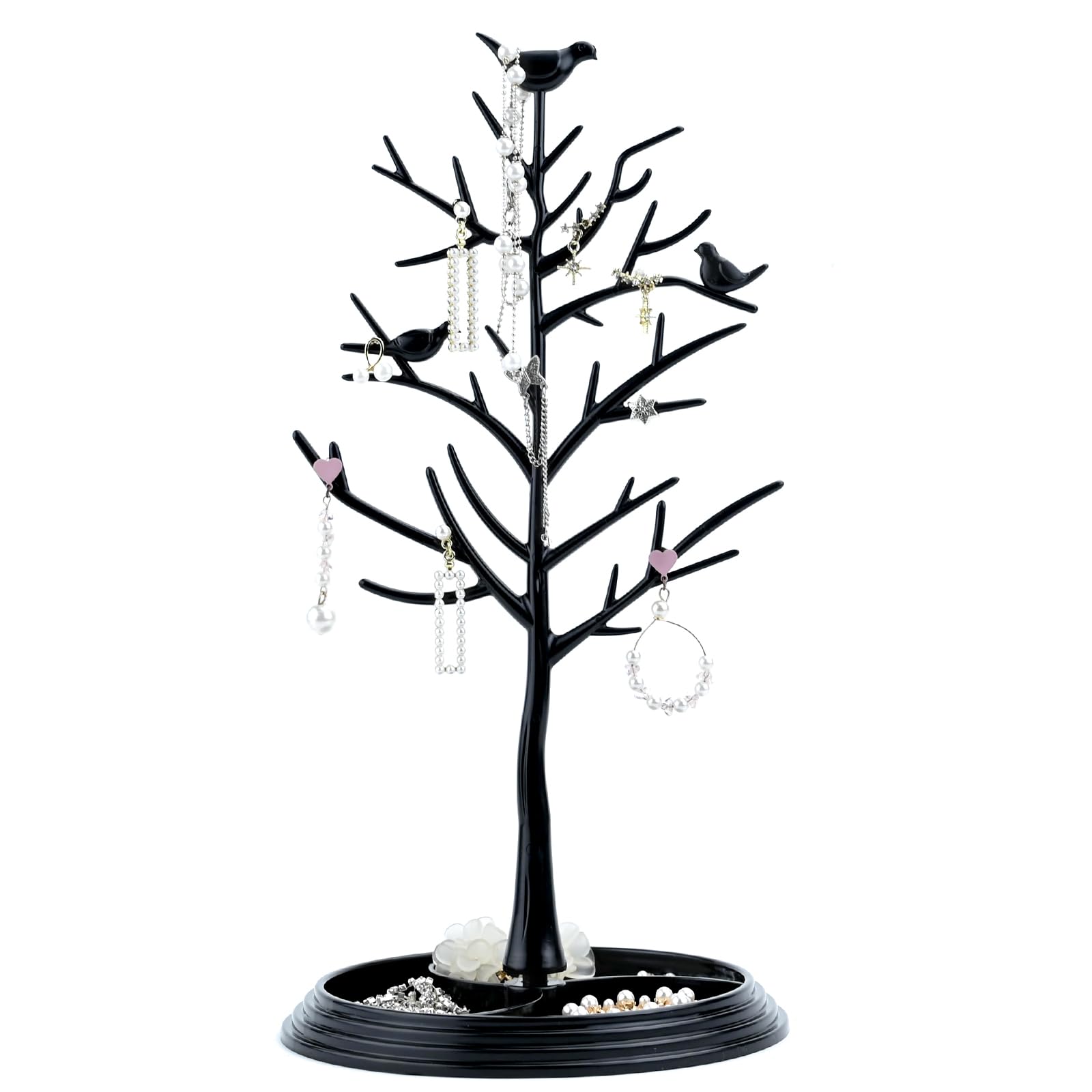 Fadcaer Jewellery Tree Stand Keyring Display Stand Necklace Earring Hanger Necklace Rack Holder Hanging Earring Necklace Organiser Tree Shape Jewllery Stand Hanging Pendant for Decorate (Black)