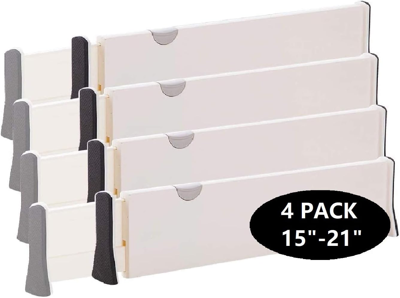 Adjustable Drawer Divider (Ivory White) Large Expandable Plastic Separator Great