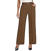 AVAMO Wide Leg Dress Pants for Women Pull On Stretchy Work Pants with Pockets High Elastic Waist Office Business