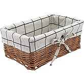 Wicker Storage Basket, Rectangular Storage Basket，Natural and Decorative, Arts and Crafts. (Natural)