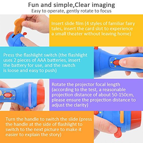 Aneil Fairy Tale Projector Flashlight Slide Show Picture Bedtime Fun Toys for Baby Kids 3 Age (Upgraded)
