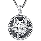 Hagkew Wolf Urn Necklace for Men 925 Sterling Silver Viking Necklace 3D Animal Pendant Animal Jewelry Birthday Christmas Gift Men Women