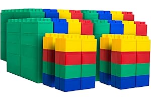 BiggoBlocks 192pc Jumbo Blocks Set | Made in The USA | 160 Large Blocks | 32 Small Blocks | 4 Colors Red Yellow Green Blue