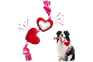 Lepawit Valentine's Day Dog Toys, Durable Dog Rope Toys with Plush Squeaky Heart, Tug of War Dog Toy, Cute Valentine's Dog Gifts for Small and Medium Dogs