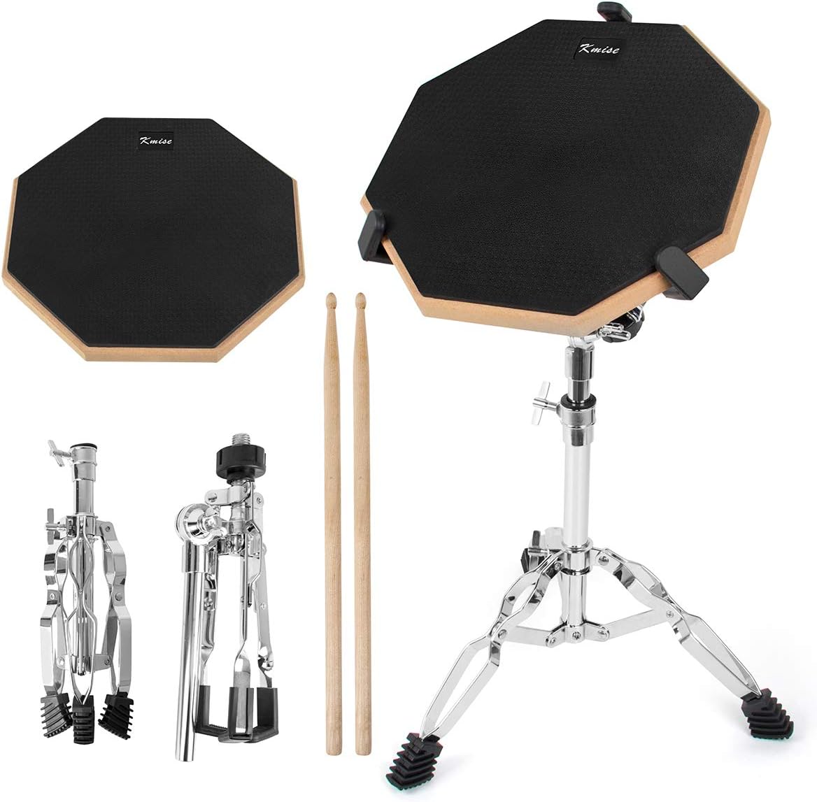 Kmise Snare Drum Practice Pad 12 inch Double Side with Stand Sticks for Beginner Student