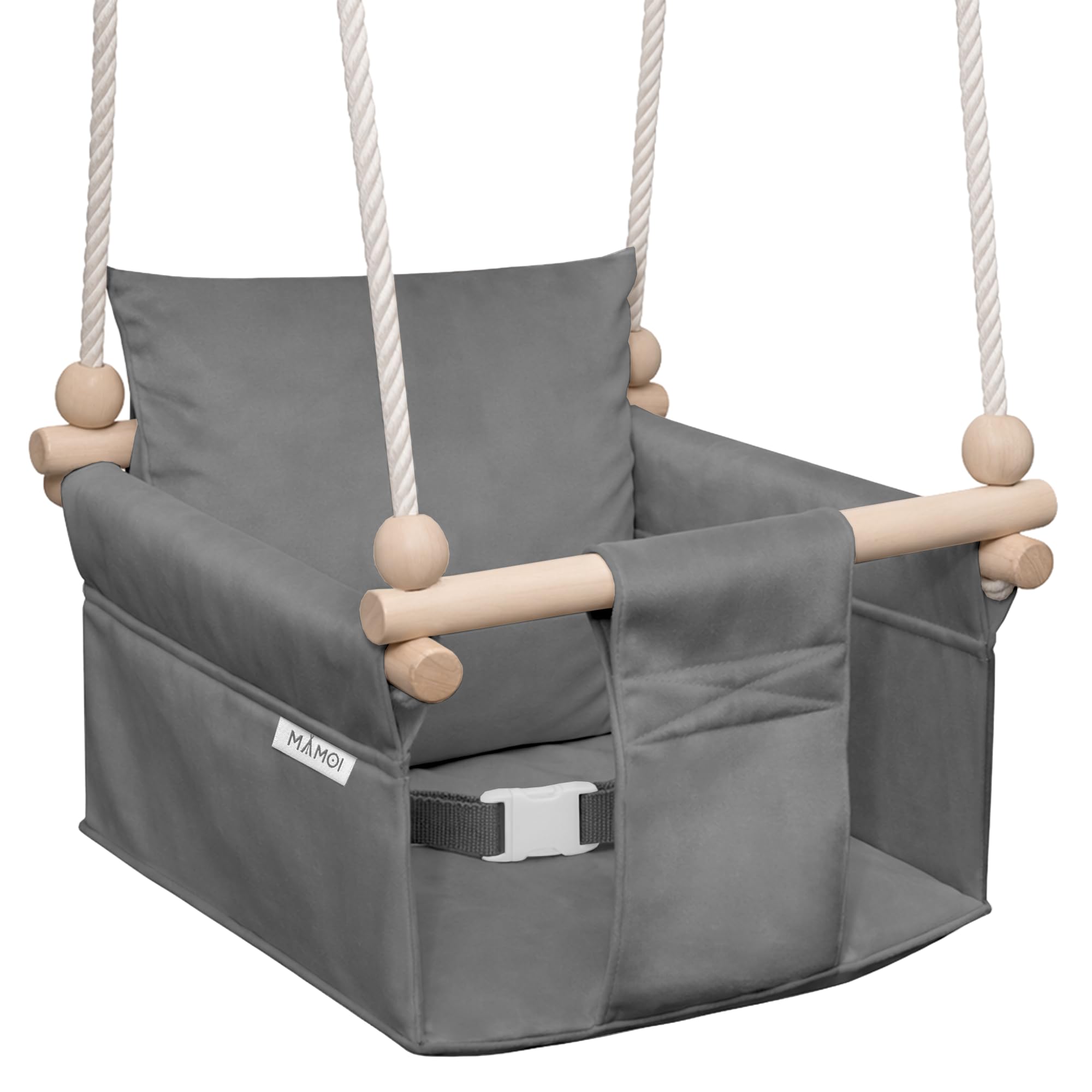 MAMOI® Wooden baby swing seat for toddlers, Indoor toddler swings chair from birth, Kids baby bouncer for garden, Child rocker swing set from 8 months