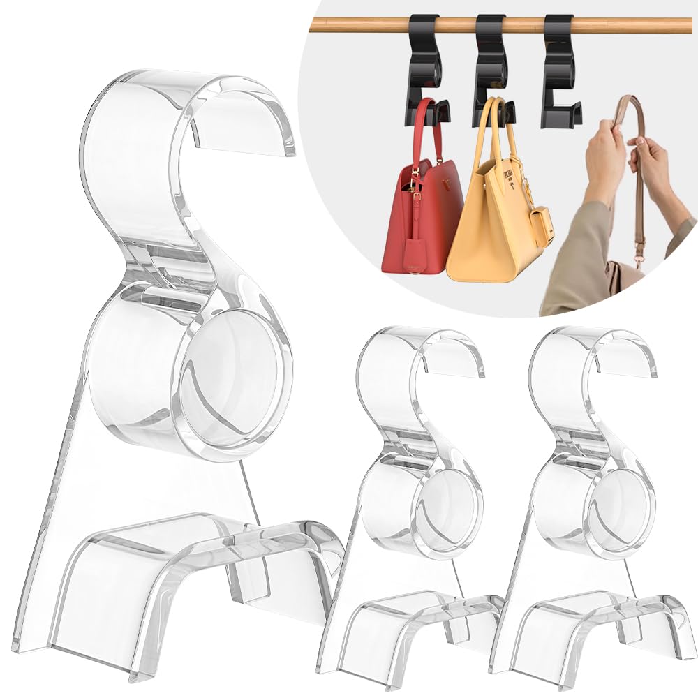 Photo 1 of Famitree Acrylic Purse Hanger for Closet 3 Pcs?New Luxury Bag Purse Hanger Closet, Handbag Organizer Hooks for Hanging Bags & Purses, Protecting Bag Shape & Organizing Space (Clear)