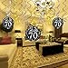 70th Birthday Decoration,Konsait 70th Birthday Hanging Swirl (15Counts),Happy Birthday & 70 Table Confetti (1.05oz) Black and Gold Hanging Swirl Ceiling Decor Table Decor for Birthday Party Decoration