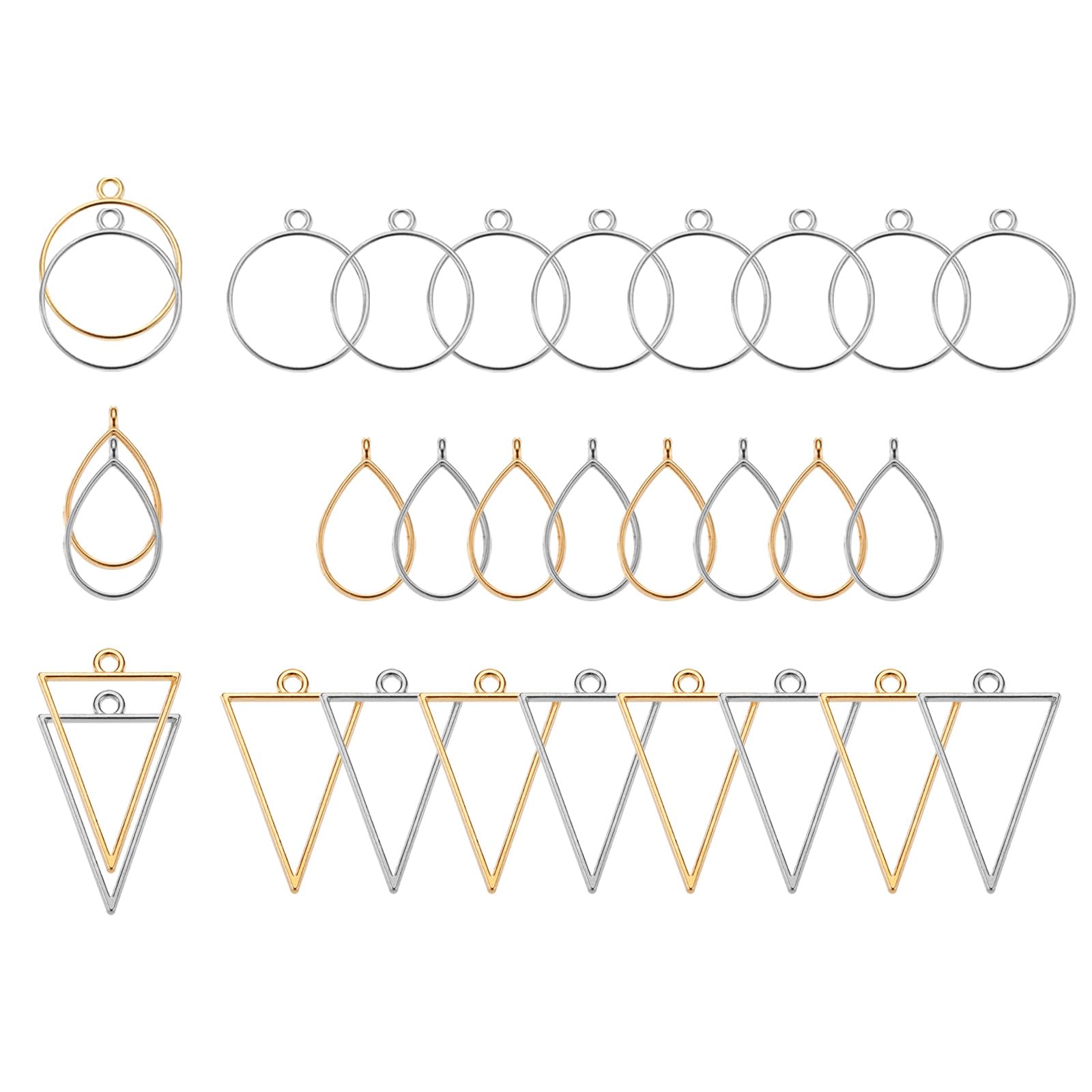 PATIKIL 60Pcs Open Bezels, Resin Bezels Charm Pendants Open Back Bezels Alloy Hollow Frame Bulk for Resin Craft Making, Multicolored(3 Shape)