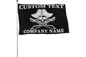 Custom Text Double Sided Boat Flag Pirate Skull Flag for Outdoor 3x5 FT, Personalized Name Pirate Skull Flag For For Boat Shi