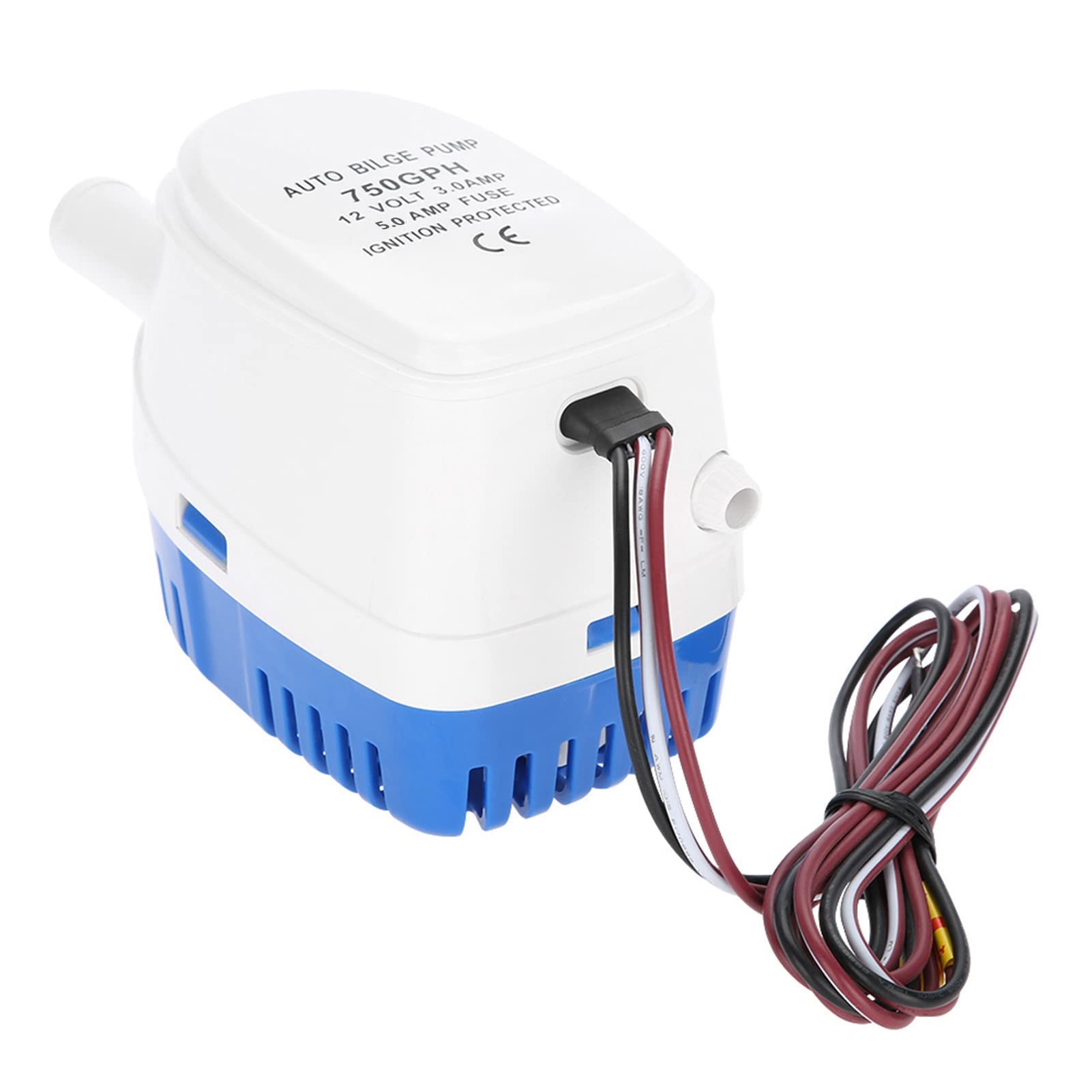 12V Automatic Submersible Bilge Pump with Built-in Float Switch, Quick Release Strainer for Boats, Pools, Marine Use