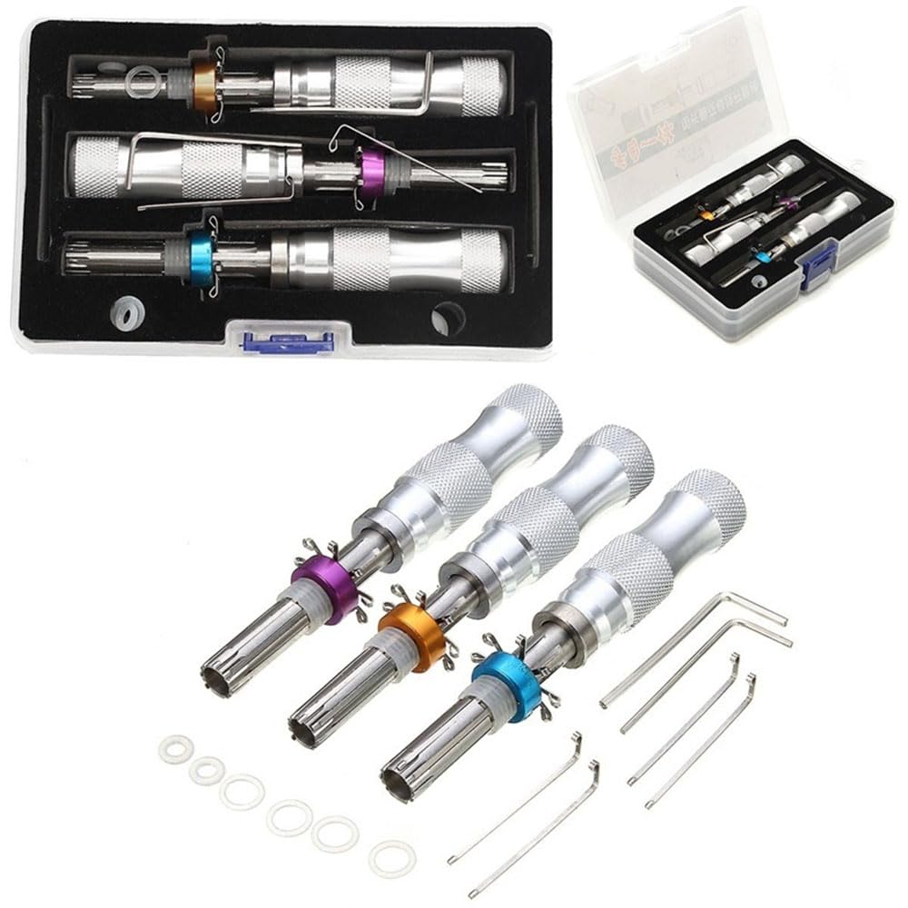 YQLEISHI 3 Piece Tubular Lock Pick Set，7 Pins Adjustable Tubular Lock Pick Tools 7.00MM 7.5MM 7.8MM