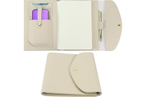 KOQYE A5 Leather Notebook Cover with Card Slots, Pen Loop, Notebook, Protective Cover for Storing Journal, Personal Planner, Minimalist Style, Handmade Writing Accessory (Beige)