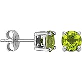 Amazon Essentials Sterling Silver Round Birthstone Stud Earrings