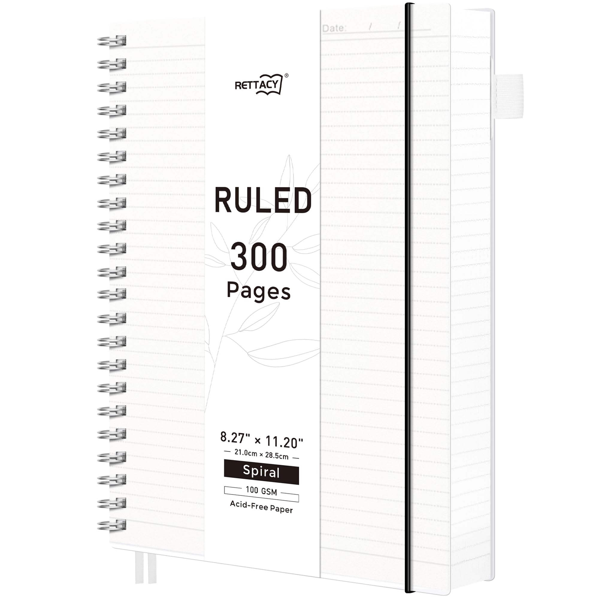 RETTACY A4 Notebook, Notepad, Wirebound Spiral Notebooks 300 pages/150 Sheets for Writing,100gsm College-Ruled Paper, Flexible Plastic Cover, for Men Work Office School,21.5 x 27.9cm - Transparent