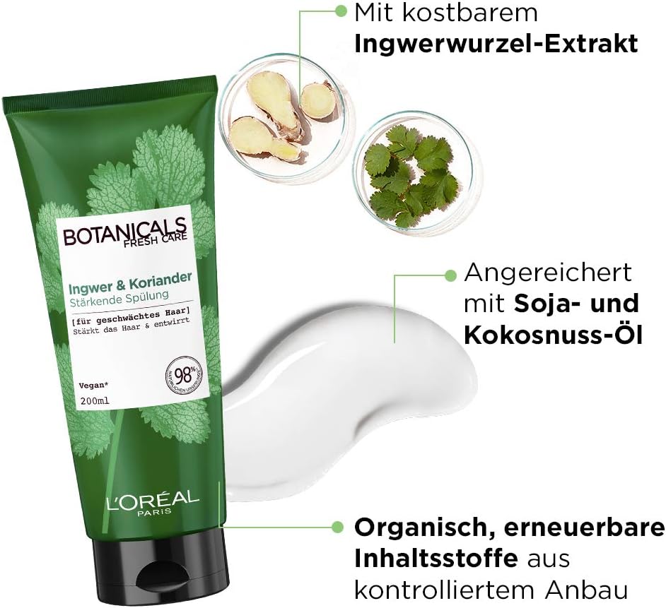 L'Oreal Paris Botanicals Ginger and Coriander Fragile Hair Vegan Conditioner, 200 ml, 200 ml (Pack of 1) - Image 5