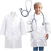 ERDOGLY Doctor Costume for Kids, Toddler Doctor Lab Coat with Kids Stethoscope, Halloween Scientist Costume for Boys Girls