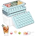 Ice Cube Trays for Freezer - Round Ice Cube Tray,BPA-Free Ice Tray,Ice Cube Tray with Lid and Bin,Easy to Release Ice Mold,Ic