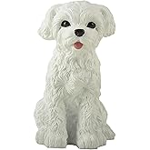 JFSM INC. 3.5" Maltese Puppy Dog Figurine – Realistic Resin Dog Statue, Maltese Lover Gifts for Home Decor, Desktop Office Display, or Wedding Cake Toppers