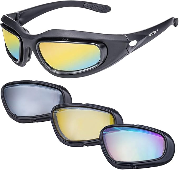 GSPSCN Polarized Motorcycle Riding Glasses Matte Black