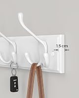 SONGMICS Wall Mounted Coat Rack with 4 Tri-Hooks White LHR30WT view 4