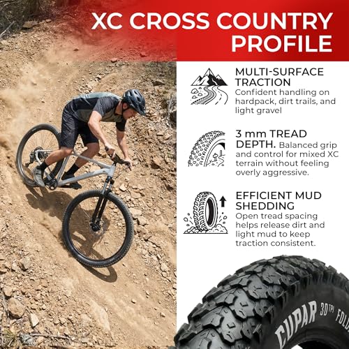 Fincci MTB 26 Tyres – Folding Tyre Set 26 x 2.1 Inches Inner Tube 26 x 2 x Schrader, Pair Cupar 26 Bike Tyres, for Mountain Bike, Racing Bike, Full Electric Bicycle 57-559