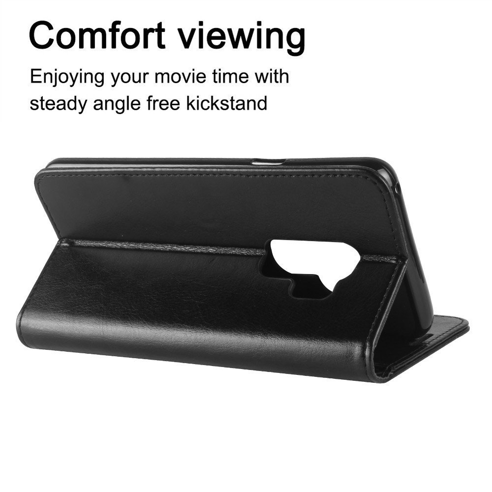 AROC Schutzhülle Samsung Galaxy S9, Brieftasche aus Hochwertigem Leder PU Schutzhülle für Handy, ultradünn und Multifunktional, Rundumschutz (Schwarz)