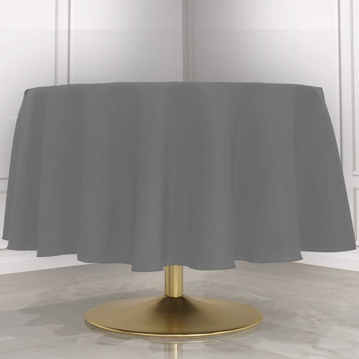 Kadut Charcoal Tablecloth - 90" Inch Round Tablecloths for Circular Table Cover in Charcoal Washable Polyester - Great for Buffet Table, Parties, Holiday Dinner & More