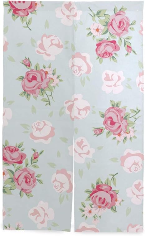 Amazon Sukau のれん ロング 暖簾 薔薇柄 花柄 かわいい 洗濯可 突っ張り棒付き 幅86cm 丈143cm のれん オンライン通販