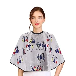 Noverlife Short Makeup Cape with Pattern Design, Makeover Bib for Beauty Salon Clients Smock, Lightweight Comb-out Beard Shaving Apron Hairdressing Shampoo Cape for Makeup Artist Beautician Stylist