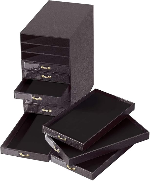 Amazon Com Black Faux Leather 10 Drawer Jewelry Storage Organizer