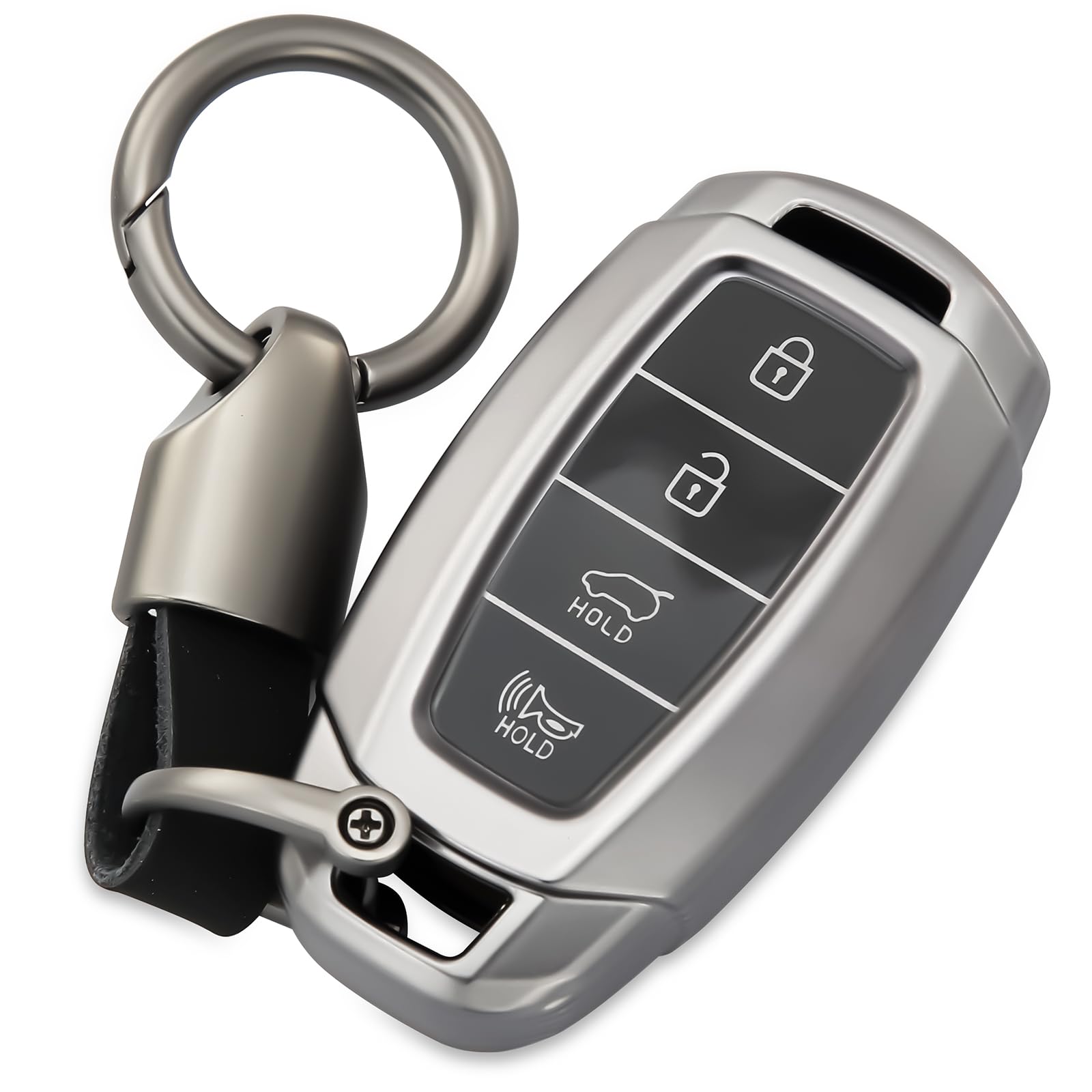 Photo 1 of 0BT59 for Hyundai Key Fob Cover, 4-Button, Keychain Accessories for 2018-2022 Kona, Azera, Elantra GT, Santa Fe, Veloster, Venue