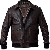 Mens G-1 Fur Collar US Navy Flight Distressed Brown Aviator Genuine Leather Jacket